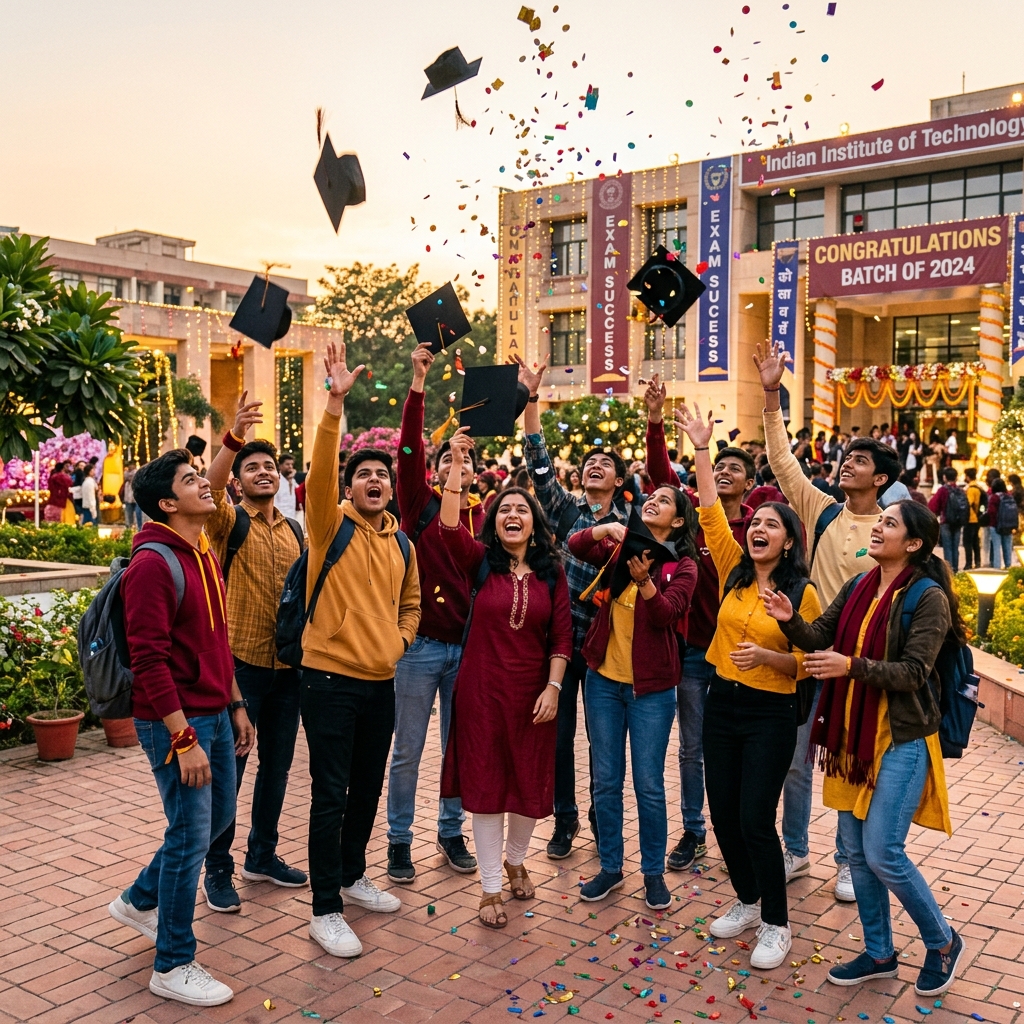 Students celebrating exam success at KDA